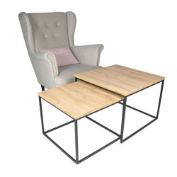 Stolik kawowy 2w1 kwadratowy Quadro Duo - Loftowy