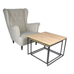Stolik kawowy 2w1 kwadratowy Quadro Duo - Loftowy