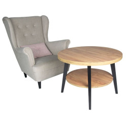 Stolik kawowy okrągły Fiore 80cm z półką - skandynawski styl