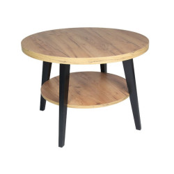 Stolik kawowy okrągły Fiore 80cm z półką - skandynawski styl