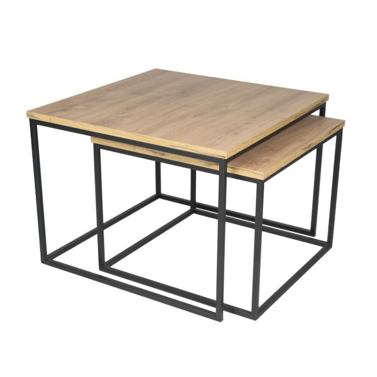Stolik kawowy 2w1 kwadratowy Quadro Duo - Loftowy